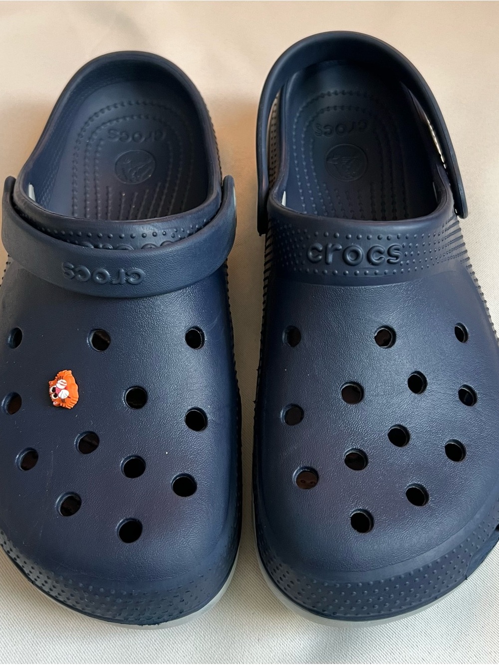 CROCS Kids Classic Clog in Navy with Orange Charm